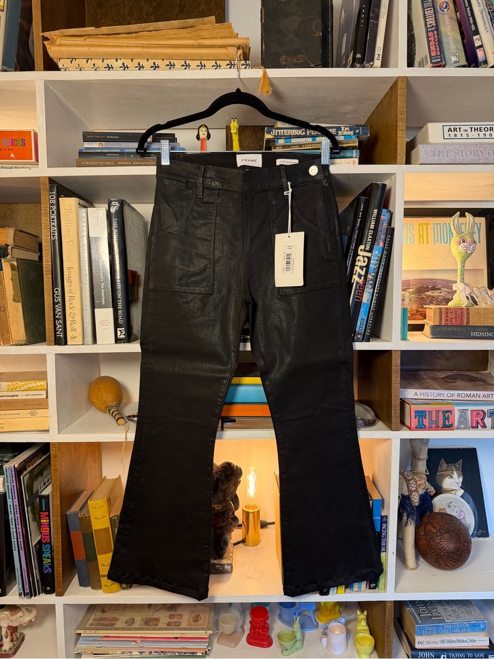 Frame Denim Black Coated Flare Jeans NWT
